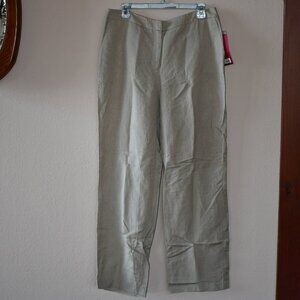 212 Collection Women's Beige Natural Fit Wide Leg Stretch Linen Pants Size 12